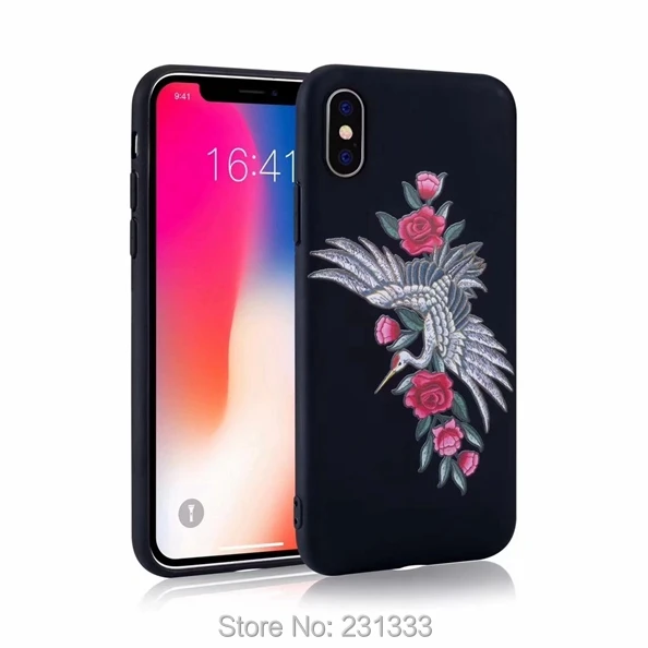 Мягкий чехол из ТПУ для Iphone X XS 8 7 PLUS I7 6 6S SE 5 дюймов рельефный с имитацией вышивки и