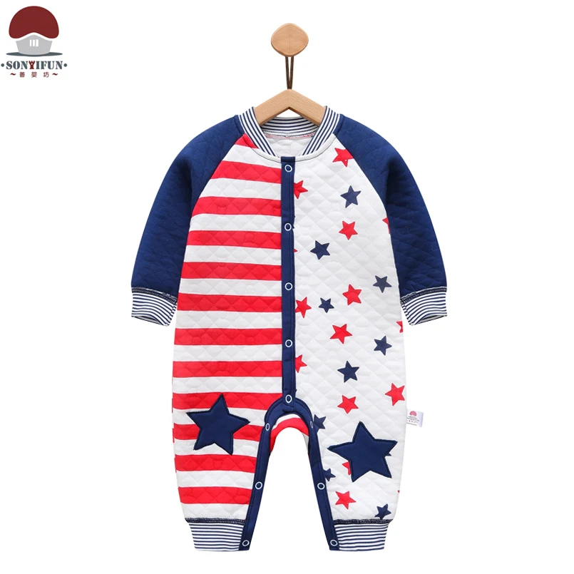 Shanyingfang Baby Boys Autumn Rompers Infant Winter Long Sleeve Stripes Jumpsuits Cartoon Clothes Newborn Clothing |