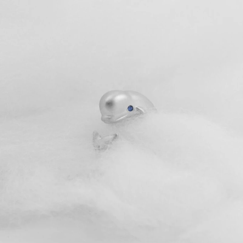 Original Whale Fresh 925 Sterling Silver Temperament Personality Fashion Female Trendy Resizable Opening Rings SRI014 | Украшения и