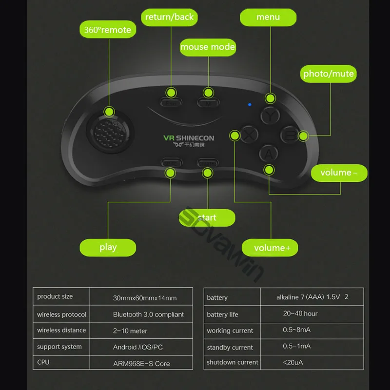 Геймпад VR Shinecon беспроводной контроллер для Android и очков виртуальной реальности с