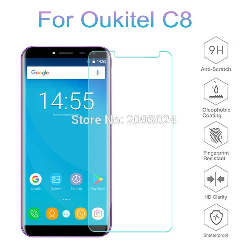 Закаленное стекло для Oukitel C8 2 шт. Оригинальная защитная пленка 9H 2.5D экрана 5 дюйма