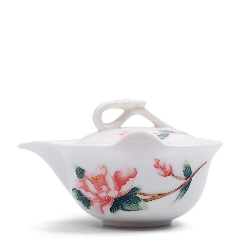 Китайская керамика Gaiwan фарфоровый чайник с ручной росписью лотоса чашки