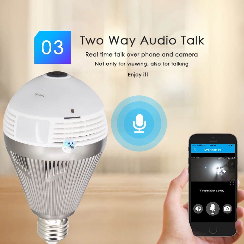 Купольная ip камера CTVMAN 360 960p 3 Мп 5 Full HD лампа рыбий глаз Wi Fi IP домашняя
