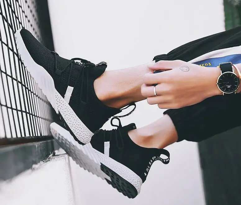 Новинка года; сезон весна-лето; Мужская обувь из ткани Flyknit; координатная сетка; дышащая уличная трендовая Спортивная повседневная обувь; Мужская обувь; кроссовки; лоферы