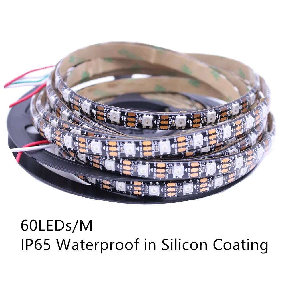 SK6812 RGB RGBW(аналогичный ws2812b) 4 в 1 1 М/4 м/5 м 30/60/144 светодиодов/пикселей/м; индивидуальная Адресуемая Светодиодная лента IP30/IP65/IP67 DC5V