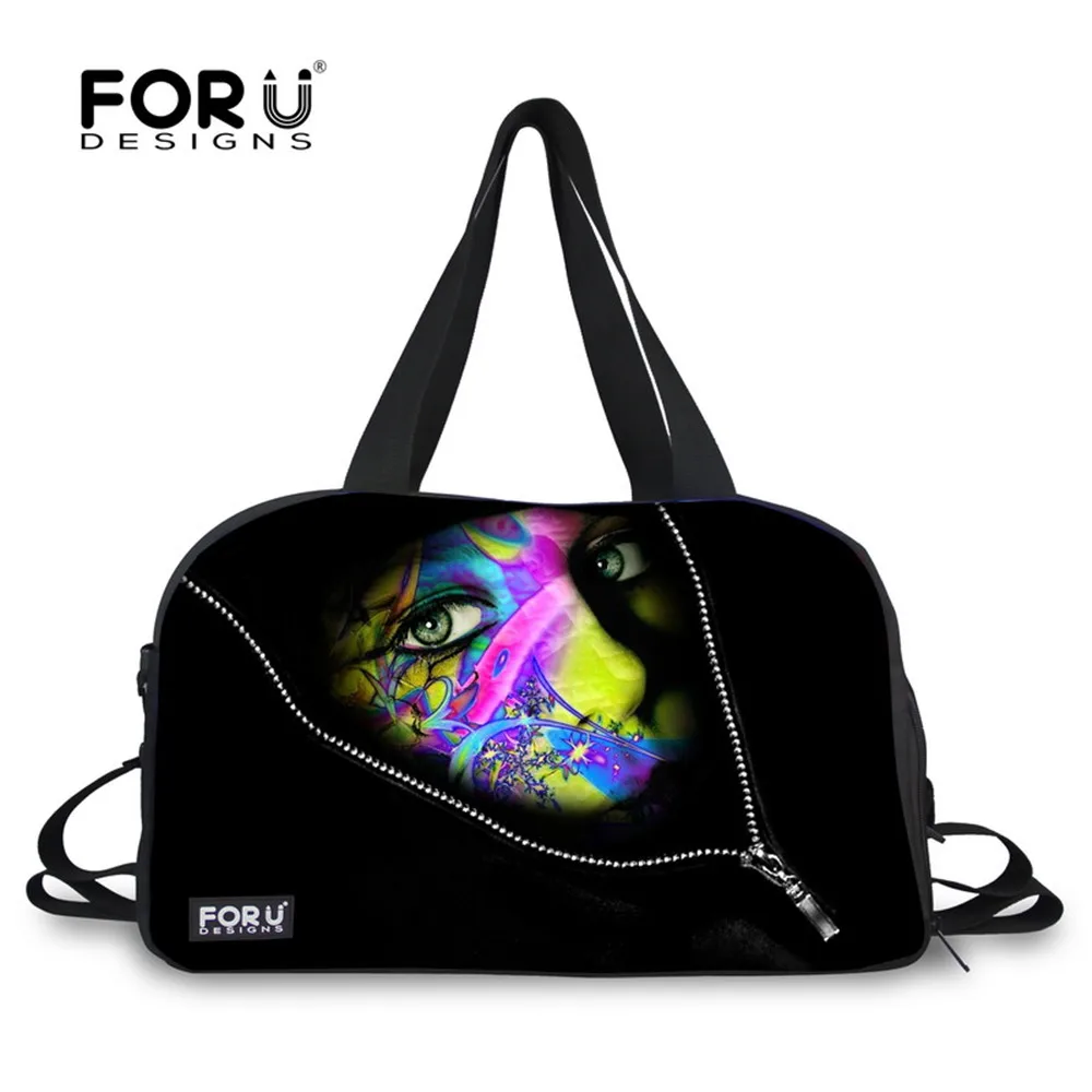 FORUDESIGNS/Черная спортивная сумка для портрета женская занятий танцами и йогой