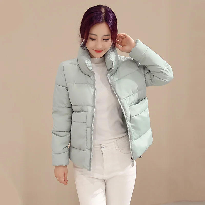 ALMUERK распродажа зимние женские парки одноцветные хлопковые пальто с карманами на