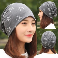 longkeeper 2019 polyester cotton casual stars headscarf fashion women spring autumn beanies men scarf cap hats adult 5 colors