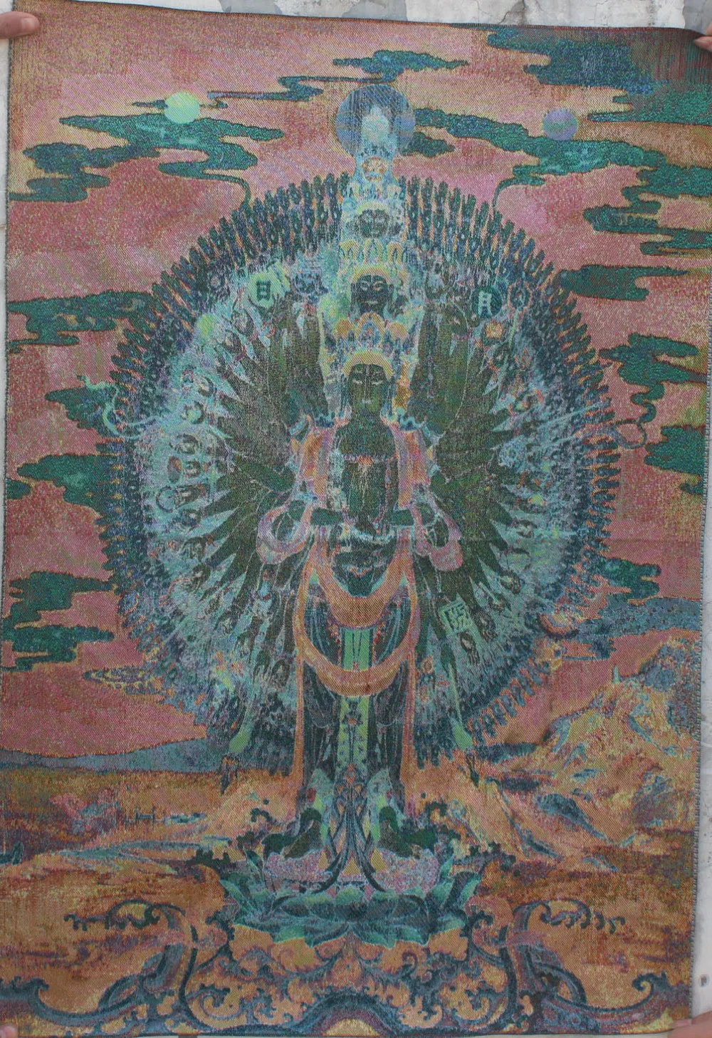 Китайская шелковая ткань 1000 статуя Авалокитешвара Кван Инь Будды танка|statue|statue