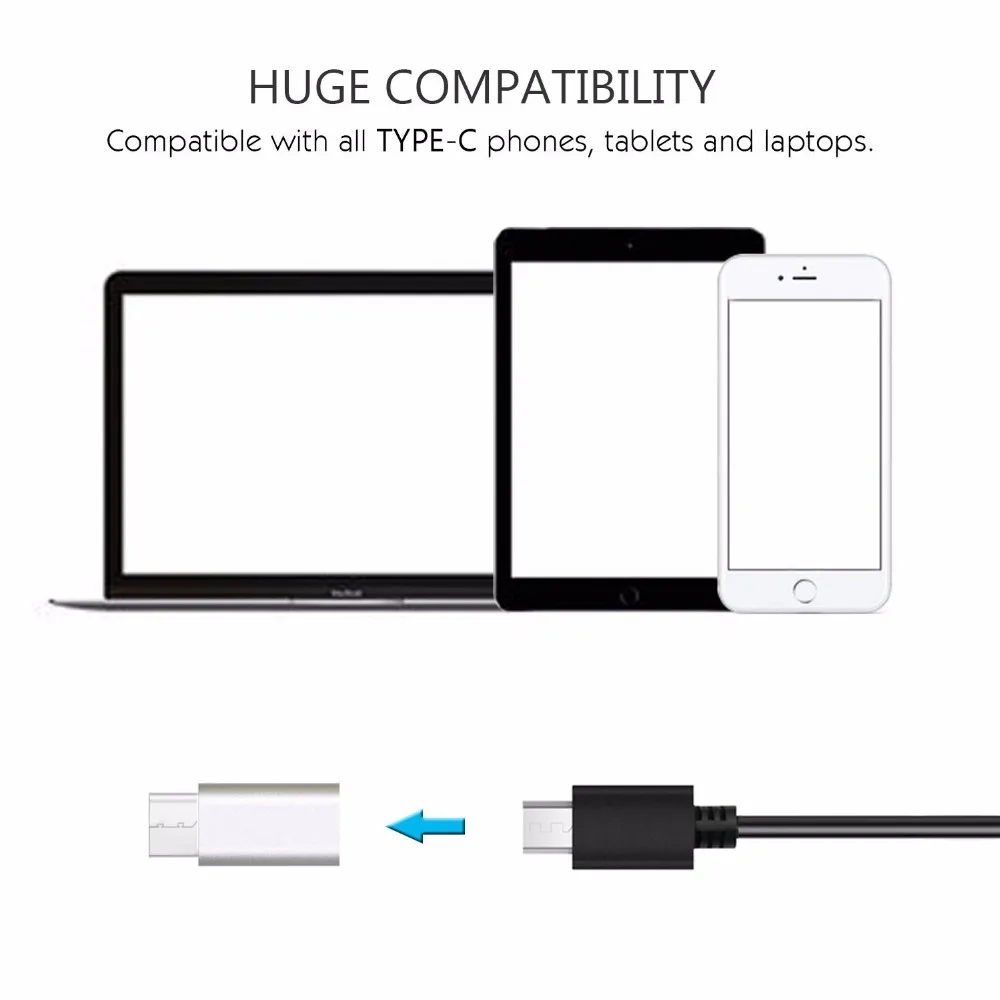 2Pcs/Pack Micro USB to Type C Adapter Data Charging Connector for Samsung Galaxy S8 LG G5 Sony Xperia XZ X Compact | Мобильные