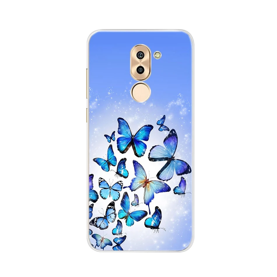 Чехол с узором на заднюю панель для huawei Honor 6X, мягкий чехол из ТПУ для huawei GR5 mate 9 Lite, чехол для Honor 6x, силиконовый чехол s - Цвет: Светло-голубой