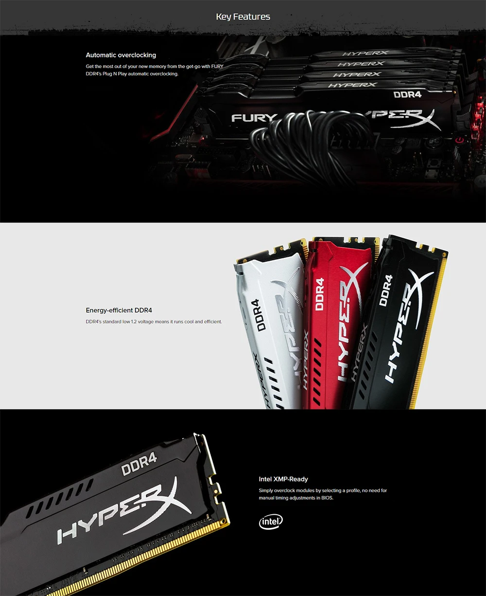 Оперативная память kingston HyperX FURY DDR4, 2666 МГц, 8 ГБ, 2400 МГц, 16 ГБ, 3200 МГц, оперативная память для настольных ПК, оперативная Память DIMM, 288-pin, внутренняя память для настольных ПК для игр