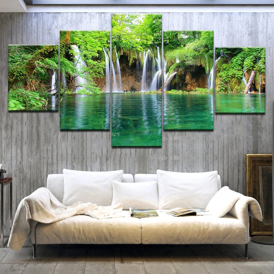 5 Панель рисунок водопада на холсте Wall Art Украшение дома Гостиная Печать холст