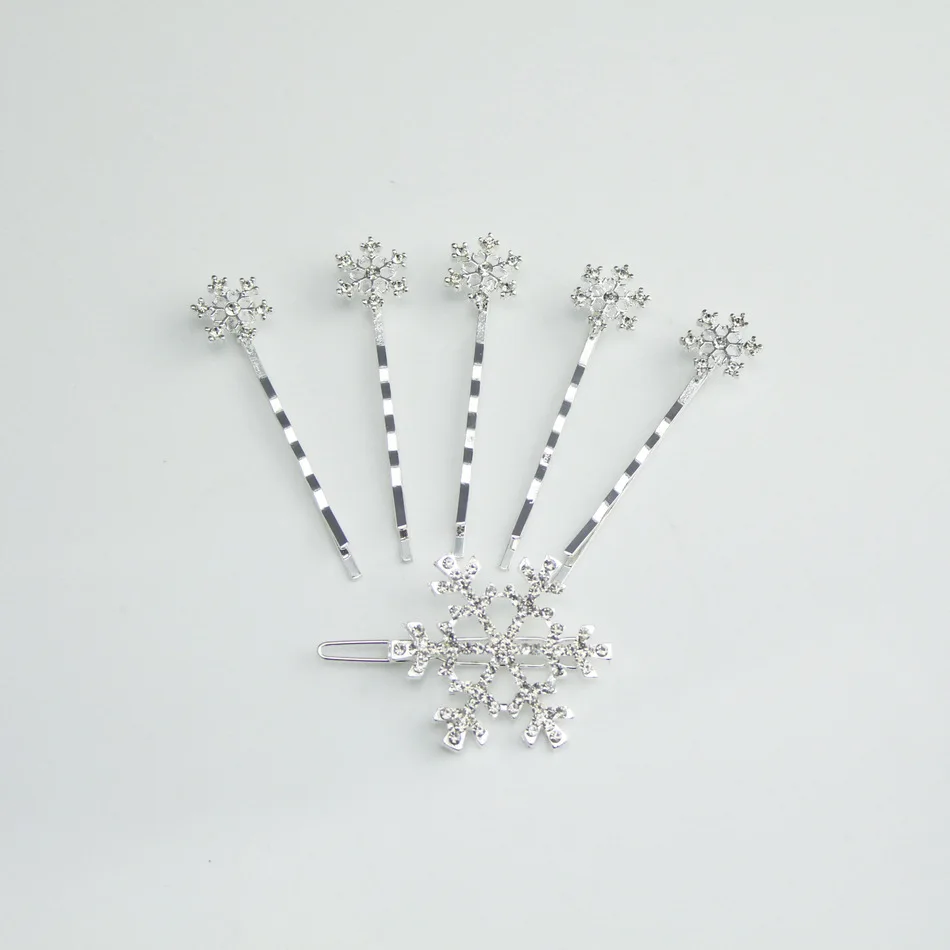 2017 Hot Sale snowflake Hairpin Cute Freezing Snow Cartoon Frozen hair clip one set accessory | Украшения и аксессуары