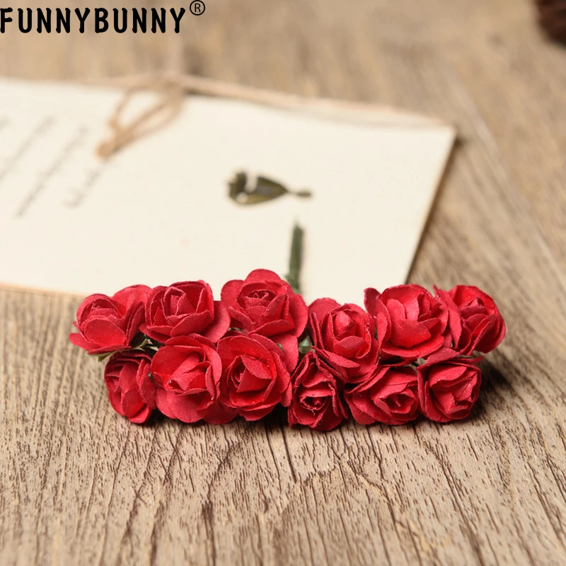 FUNNYBUNNY 1 пачка 12 шт миниатюрные Искусственные цветы бумажный цветок Роза