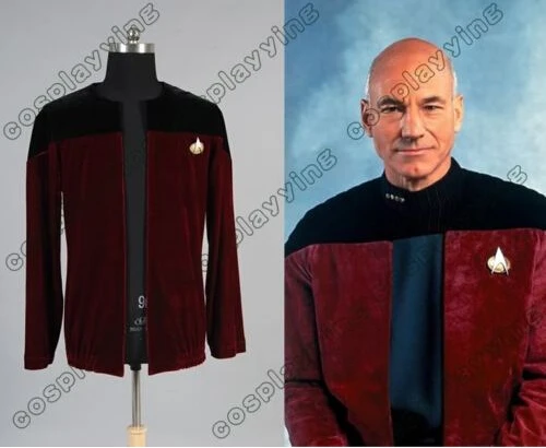 Костюм Picard черный красный Бархатный жакет косплей-униформа костюм на Хэллоуин