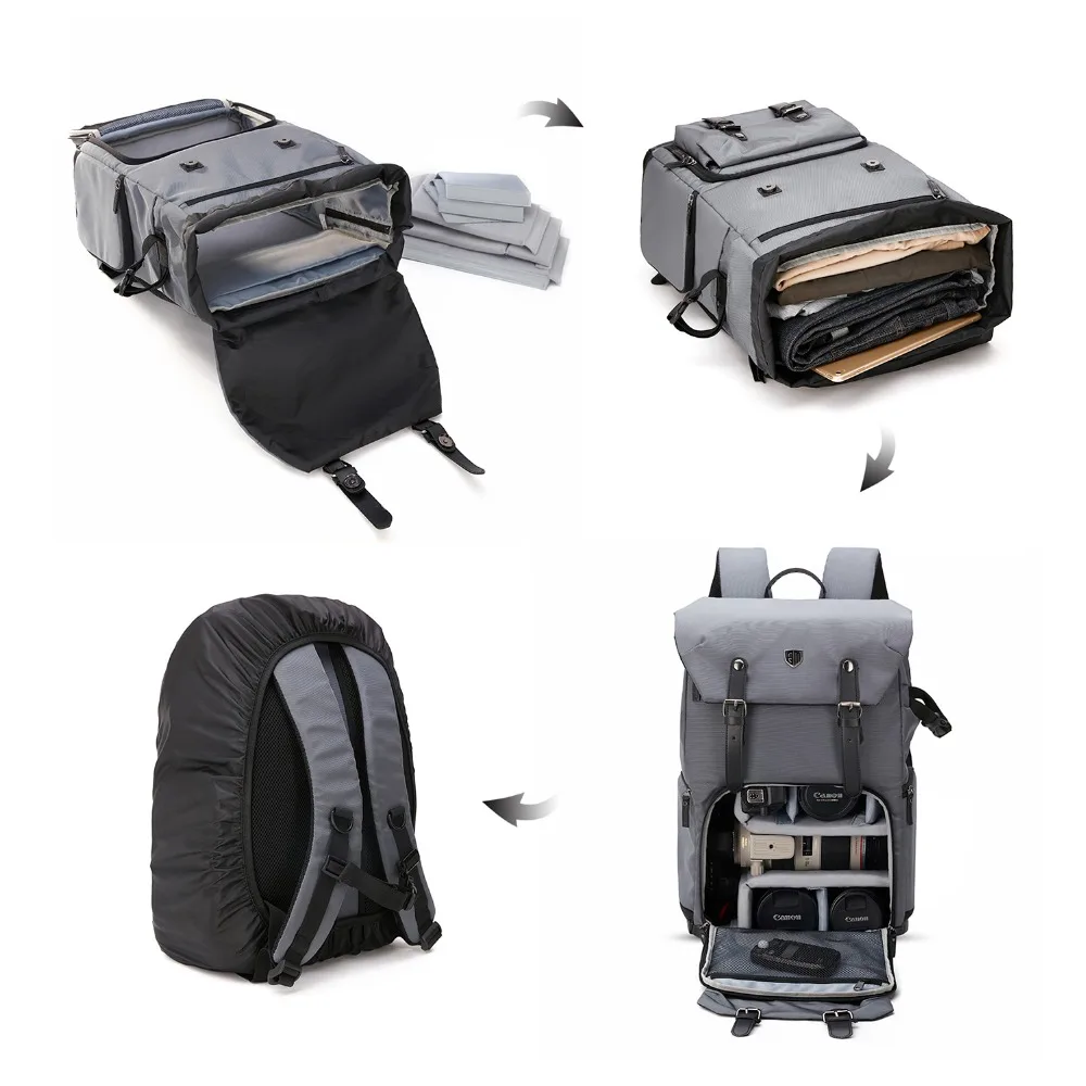 BAGSMART рюкзак для камеры DSLR водонепроницаемый рюкзак для камеры с дождевиком рюкзак для ноутбука объектив камеры дорожные сумки для камеры