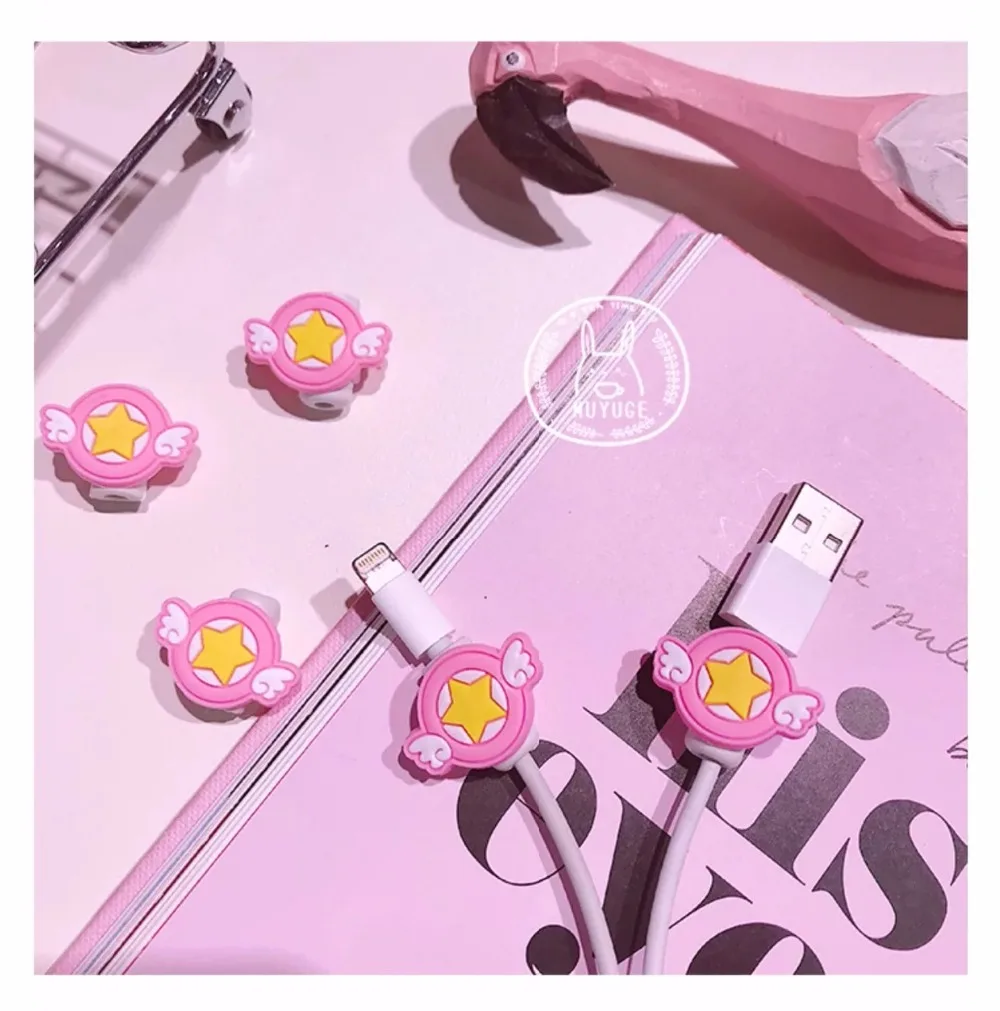 200 шт CardCaptor Sakura защитный кабель Зарядное устройство USB протектор для iPhone x 8 6 7