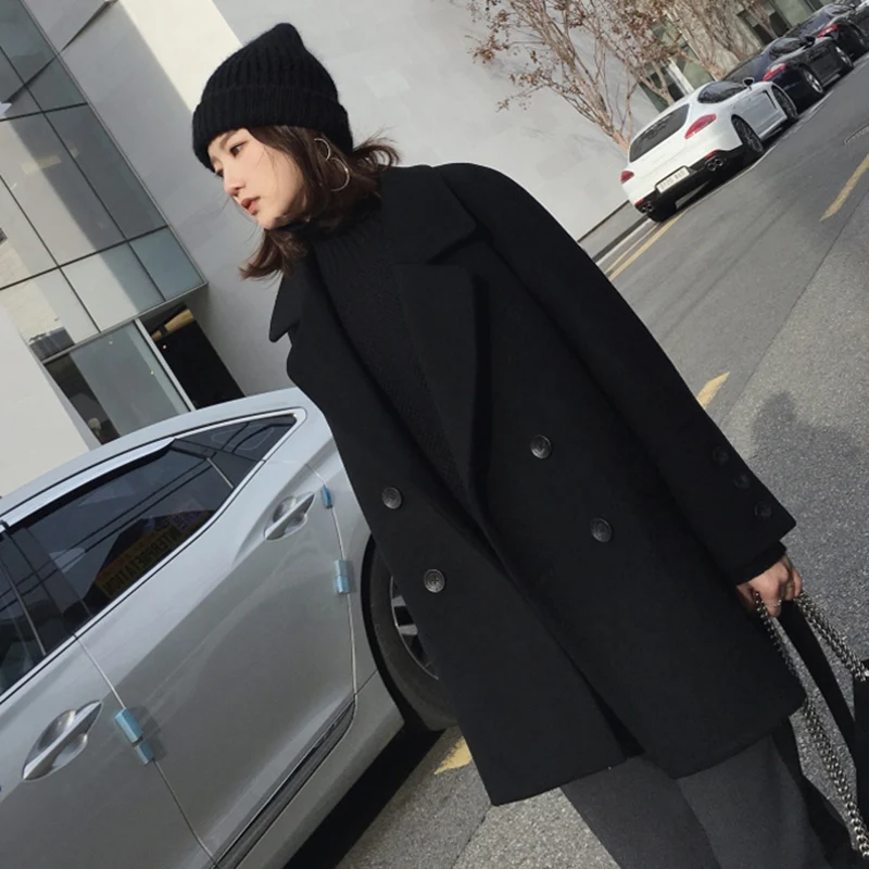 Женское двубортное кашемировое пальто abrigos mujer invierno популярное шерстяное зима
