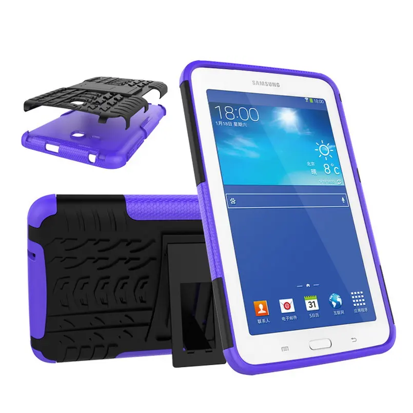 Purple Чехол для планшета samsung Galaxy Tab 3 Lite 7,0 T110 TPU и PC чехол с рисунком шины для samsung SM-T111 T113 T116 Funda+ подарок - Цвет: Purple
