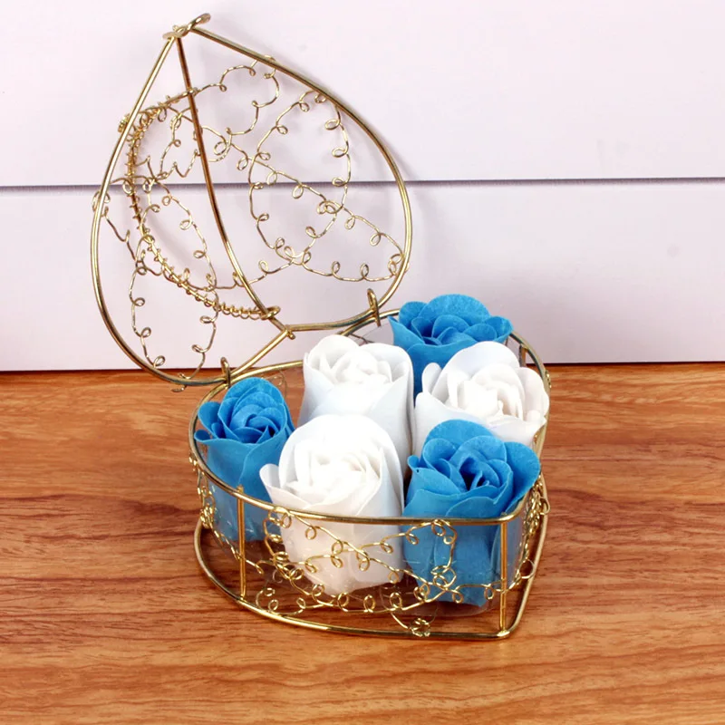 blue white Мыло роза Подарочная коробка искусственный цветок украшение для свадебной вечеринки день Святого Валентина LBShipping - Цвет: blue white