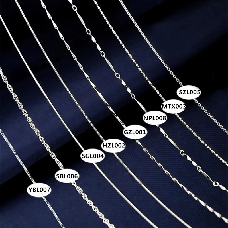 KOFSAC Many Types 1mm 40/45cm 925 Sterling Silver Chain Necklaces For Women Men DIY Snake Wholesale Jewelry Accessories | Украшения и