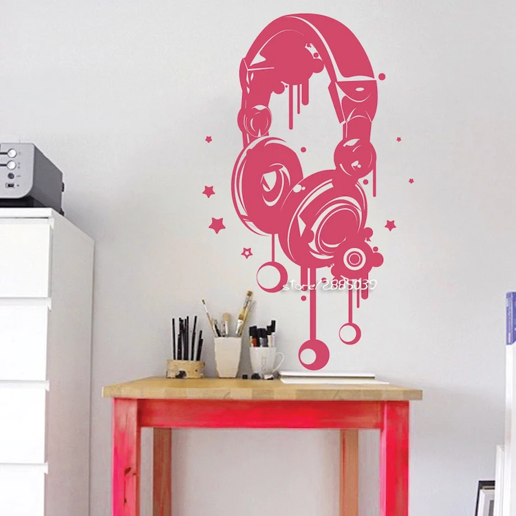Музыкальные наушники для ди Джея с настенные наклейки мальчиков комнаты