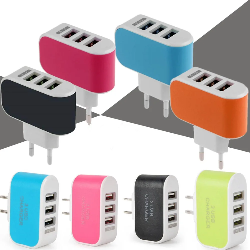 

5V 3.1A 3-Ports USB Wall Charger Adapter Portable Smart Mobile Phone Travel Charger for iPhone Samsung LG HTC EU/US Plug