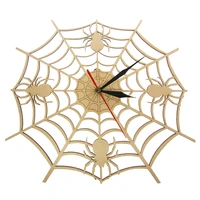 spider and web clock handmade exclusive wooden art decor home onyx man cave gift unique design silent non ticking wall clock