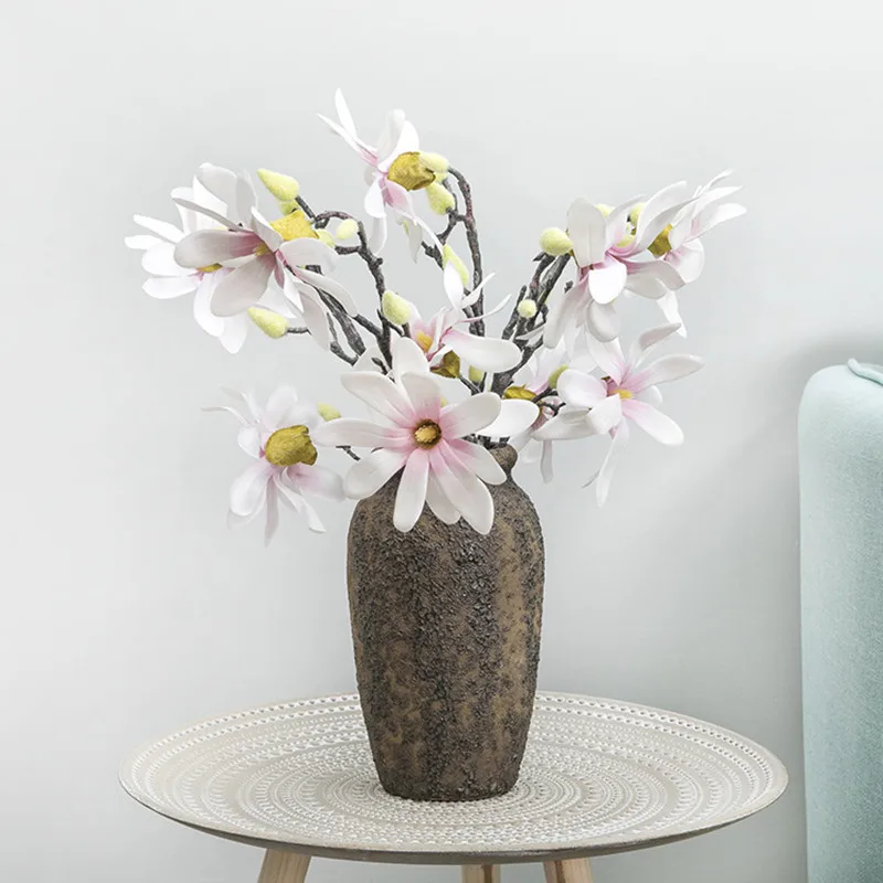 Real touch high quality Artificial Magnolia flower Home decoration simulation 3D printing color plastic flowers heads fake wedd | Дом и сад