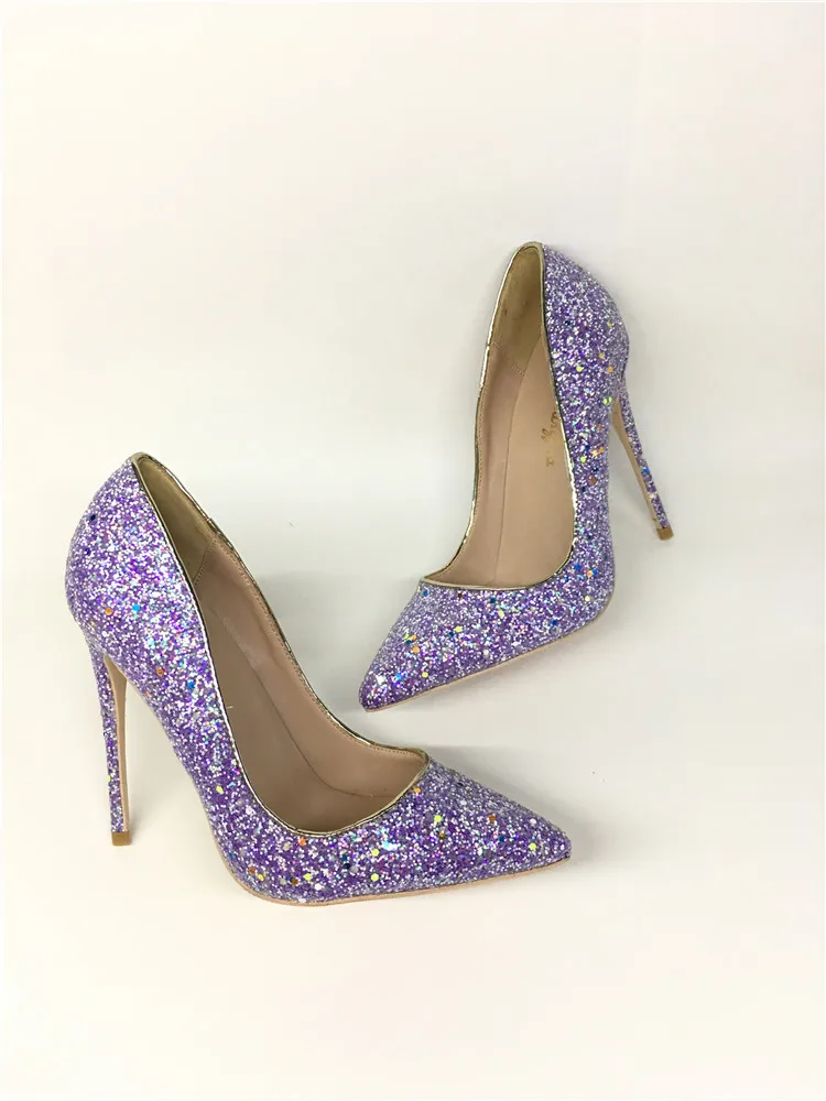 Buono Scarpe/женские блестящие туфли-лодочки на высоком каблуке; светящиеся светоотражающие туфли на высоком каблуке с острым носком; брендовые туфли на высоком каблуке 12 см;