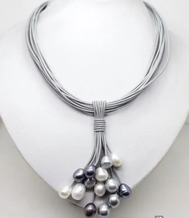 Красивое Ожерелье из натурального пресноводного жемчуга 12 мм белый черный серый