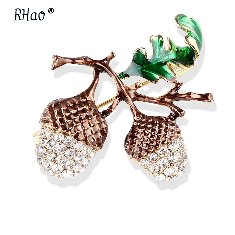 Винтажная брошка RHao с коричневой эмалировкой и кристаллами Pinecone винтажная из