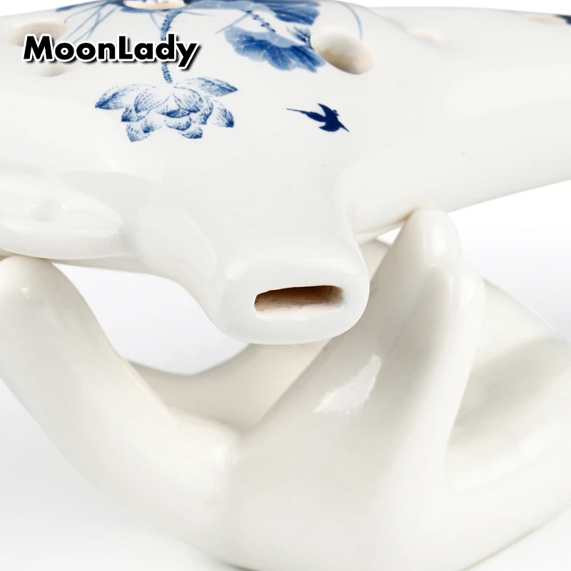 12 Holes Ocarina Soprano C Key Music Instrument Chinese Elements White Blue Woodwind | Спорт и развлечения