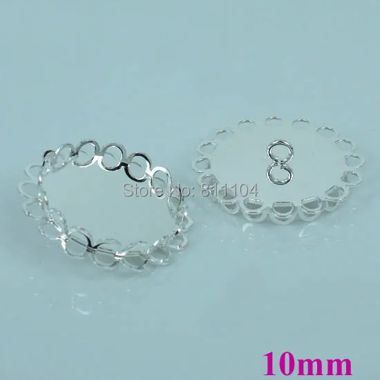 10 мм Пустой двойной круглый полый кружевной ободок-поднос Камея Кабошон основа