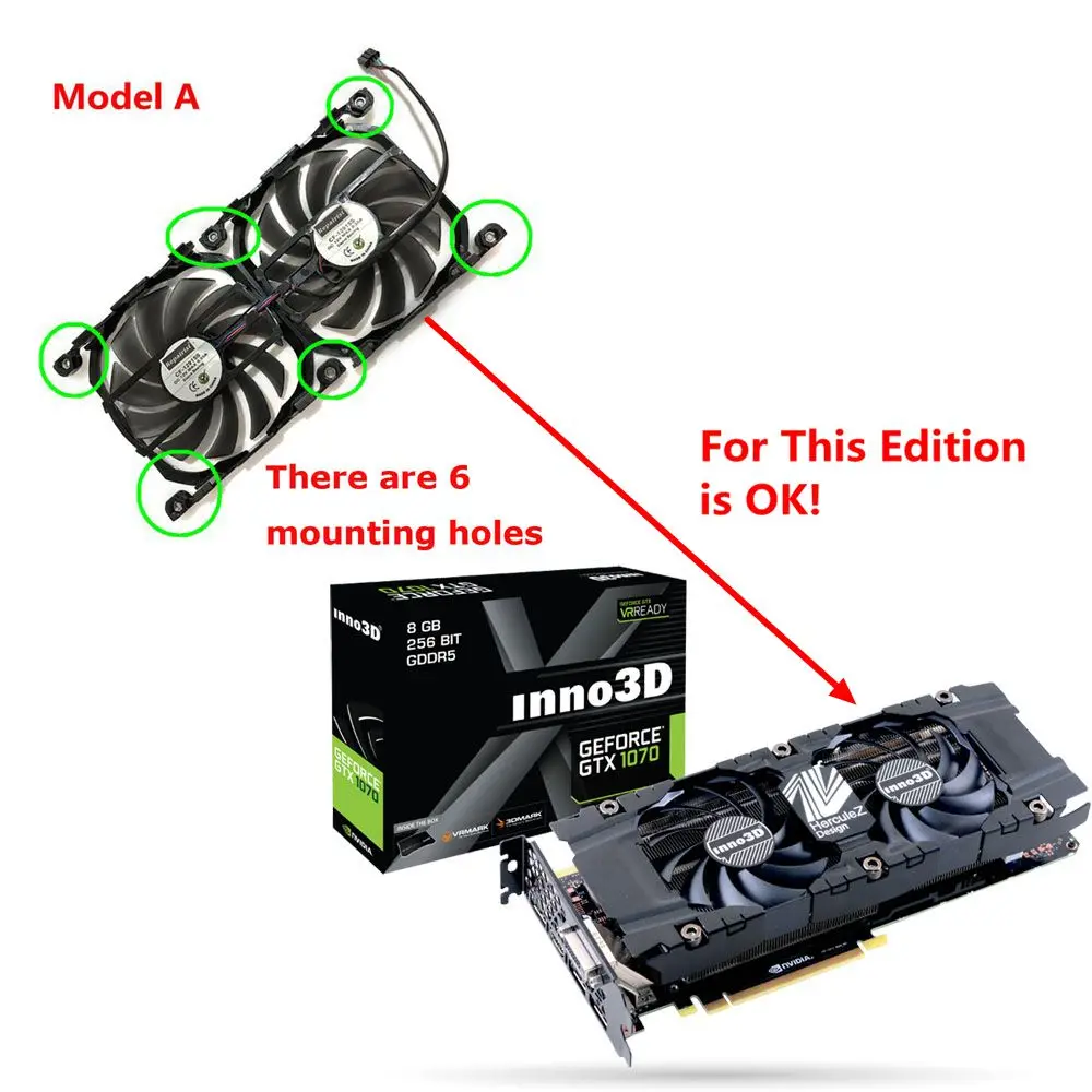 2 шт./компл. InnoVISION GTX1080TI/1080X2 GPU VGA карта кулер вентилятор для INNO3D GEFORCE GTX 1080TI GTX1080 X2