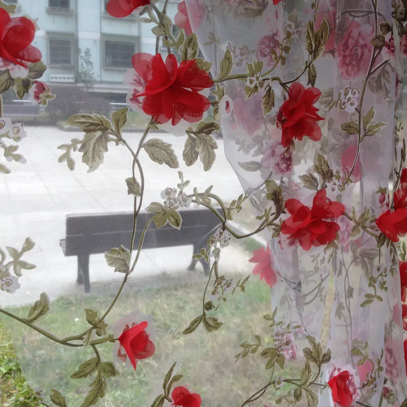 

Red Chiffon Flower Organza Dress Lace Fabric,African Diy Apparel Sewing Patchwork Material Fabrics,Butterfly Print Curtain Cloth