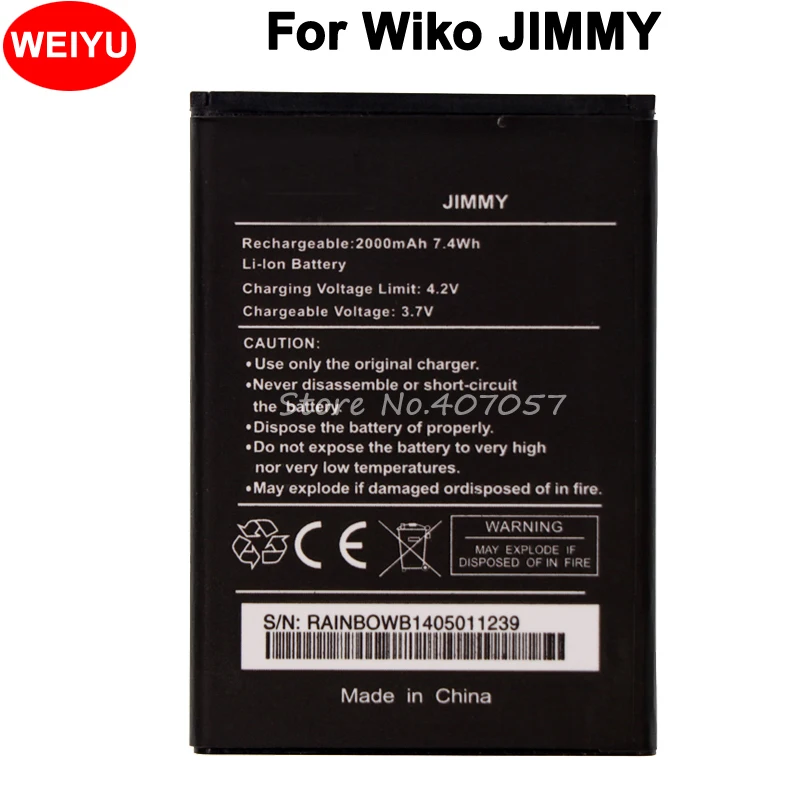 Для батареи Wiko JIMMY 2000mAh Высокое качество Bateria batterie|for wiko battery|battery forwiko jimmy battery |