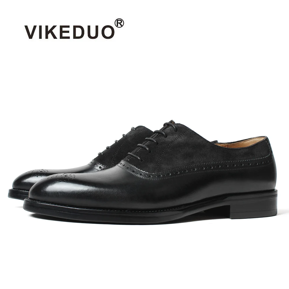 VIKEDUO/2019 г. летние мужские оксфорды с перфорацией типа броги черные кожаные туфли