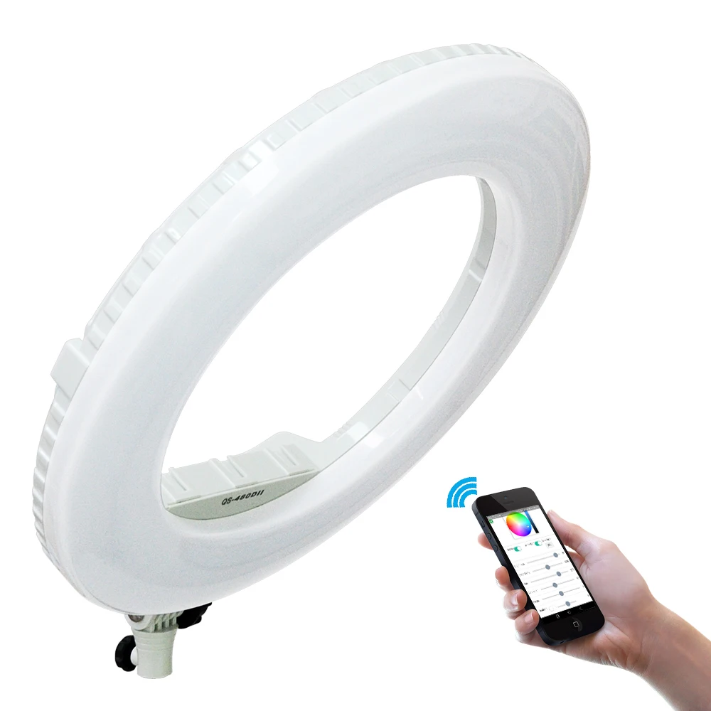 

Yidoblo QS-480DII Bluetooth Control Photography Ring lamp 18" 480PCS LED Ring Light Warm & Cold Color Adjustable Ring Lamp Kit