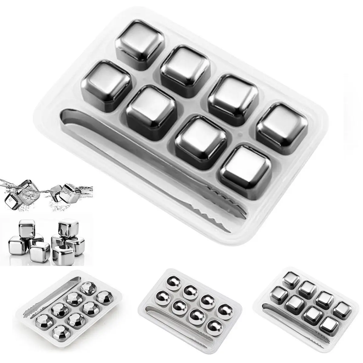 8 шт многоразовые из нержавеющей стали виски вина кубики льда камня шариковые