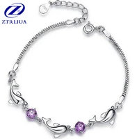 personality silver plated jewelry high quality beautiful dolphin inlaid zircon female popular bracelet sb36