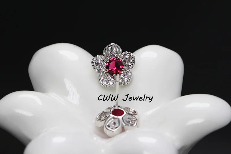 CWWZircons Модный Красный Кристалл Ювелирные изделия Белый Золотой цвет AAA +