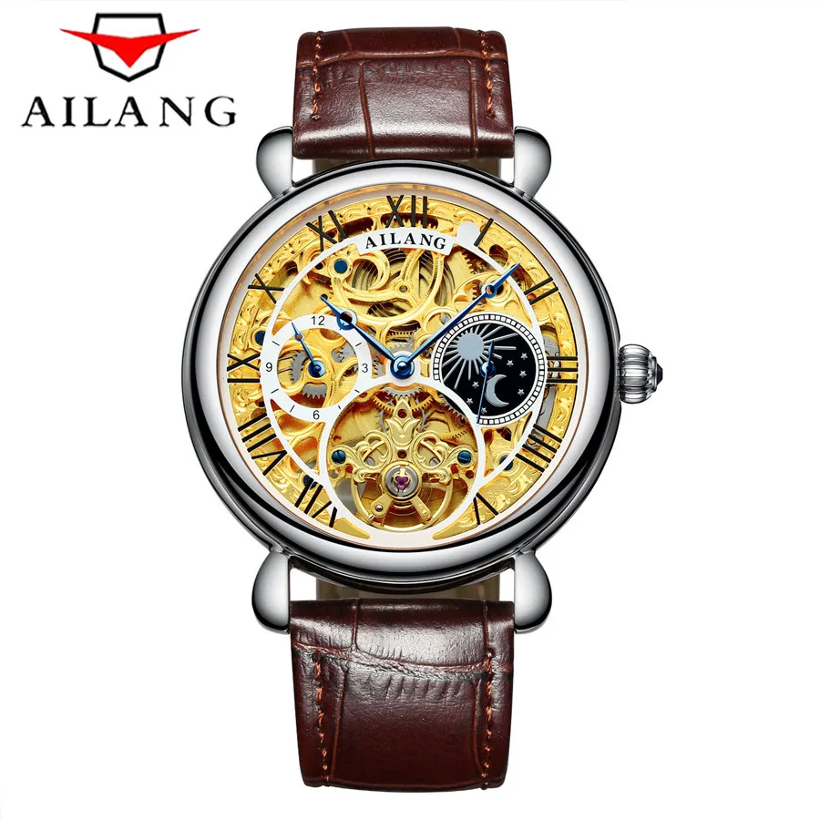 AILANG Tourbillon новые бизнес мужские часы Топ бренд Роскошные водонепроницаемые