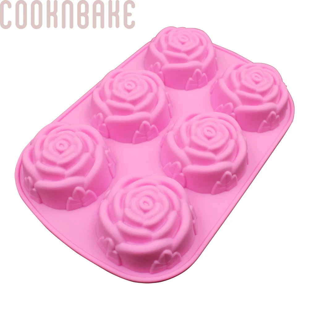 COOKNBAKE силиконовая форма «Роза» для торта Кондитерские цветы мыло ручной работы Смола помадка плесень 6 полости для пудинга и желе плесень украшения торта
