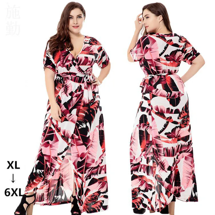 2017 Длинные Новые летние код печати пляжное богемное большой размер платье макси