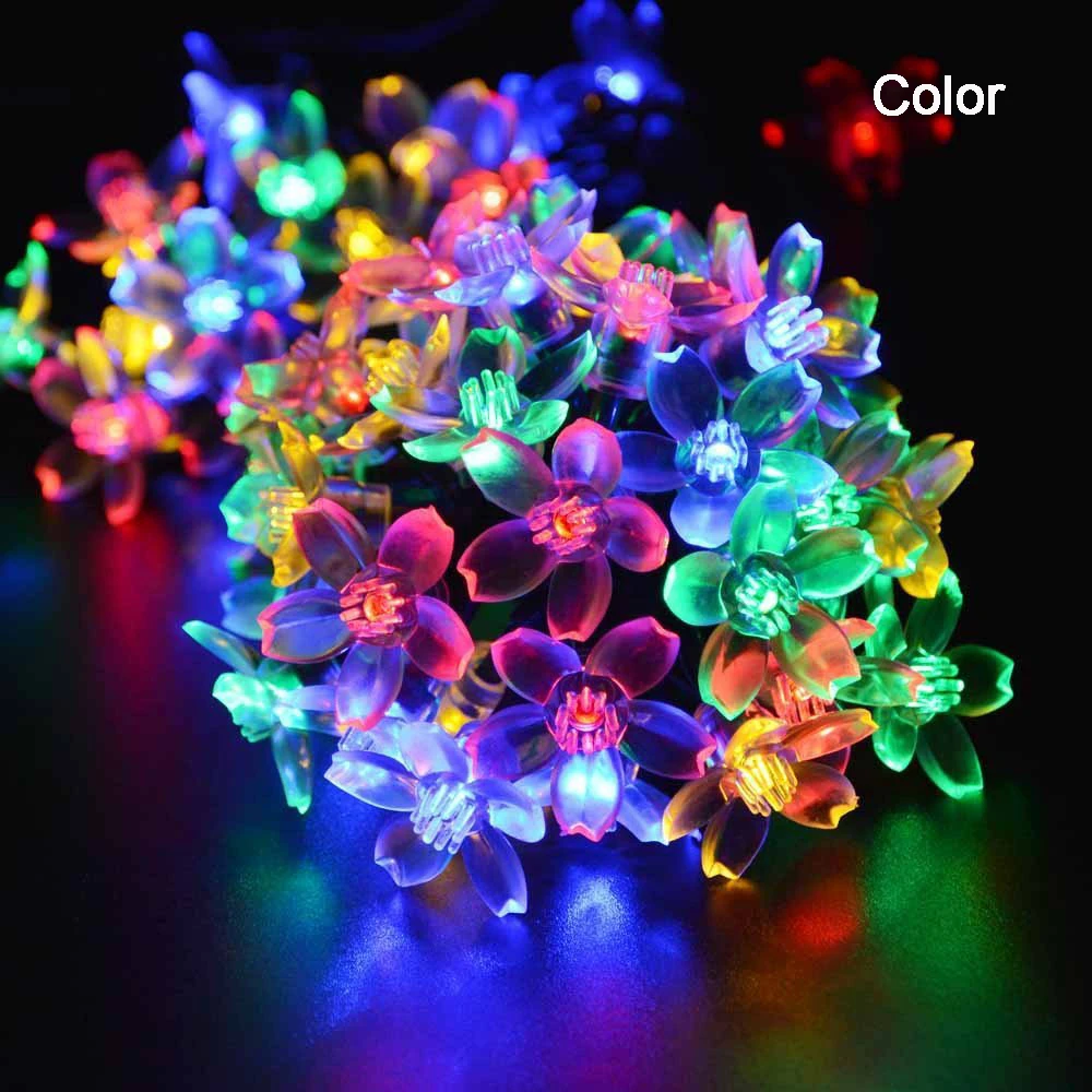 50 Солнечная светодиодные водонепроницаемые гирлянды лампы 7 м 6 видов цветов с