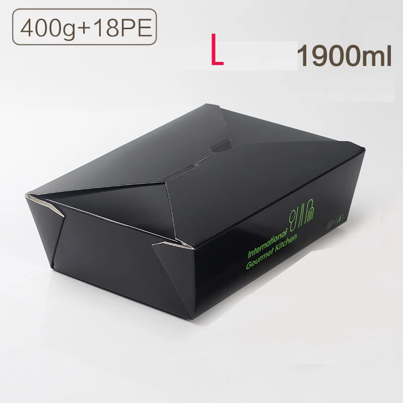 Black L 100 шт Изысканные кухонные одноразовые пищевые контейнеры бумажная упаковочная коробка еда для фаст-фуда магазин ресторан поставщик - Цвет: Black L