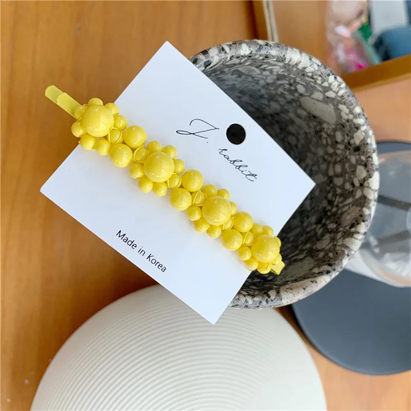 Yellow Корейская мода бусины карамельного цвета заколка для волос шпилька для женщин и девушек простые милые красивые аксессуары для волос - Цвет: Yellow