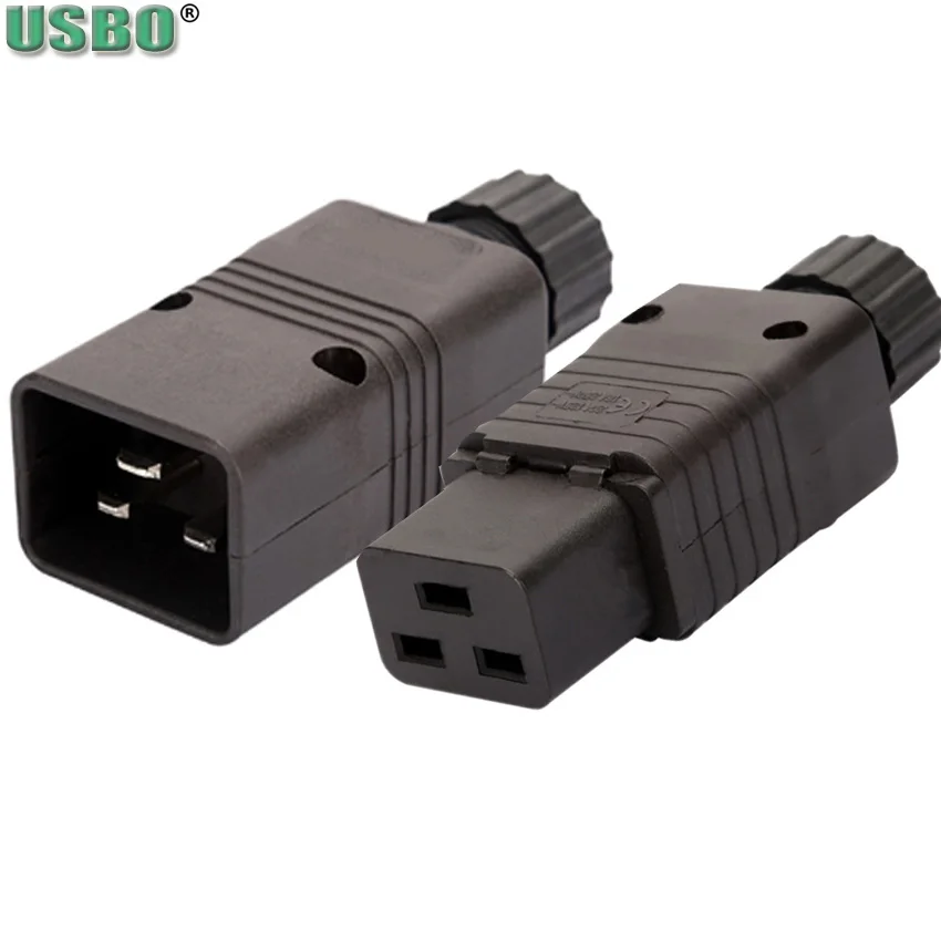 Черный 16 А CE медный IEC320 C19 C20 UPS PDU разъем питания 3P собранный провод розетка штекер